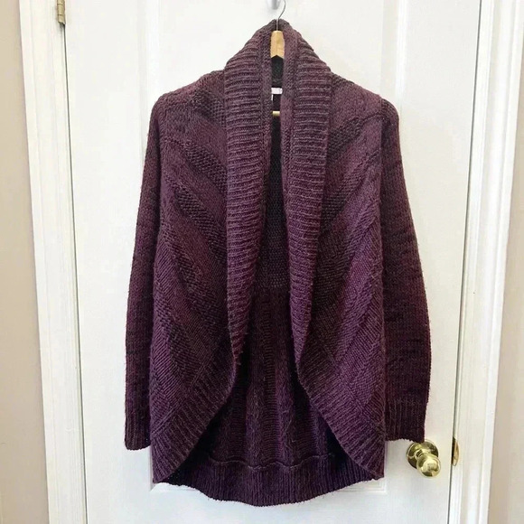 Ricki’s Circle Cardigan Open Front Draped Collar Sweater Burgundy Black Small - Picture 3 of 12